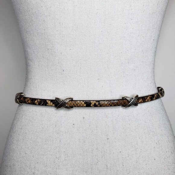 Brighton Super Skinny Snakeskin Cross Concho Belt S 28 - Picture 4 of 10